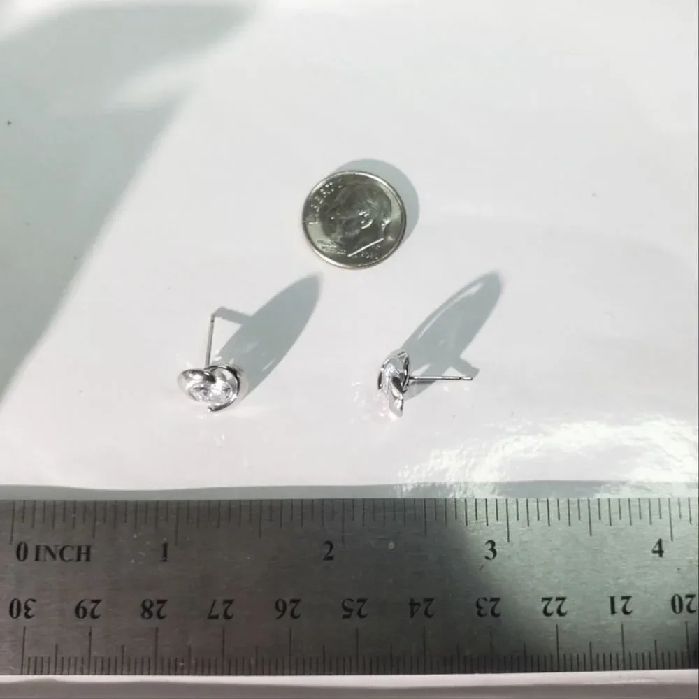 Dainty Clear White Diamond Stud Push Back Earrings on 925 Silver